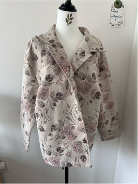 Vintage Floral Tapestry Jacket Beige Pink Brown | Massive Luxury Edition L-XL